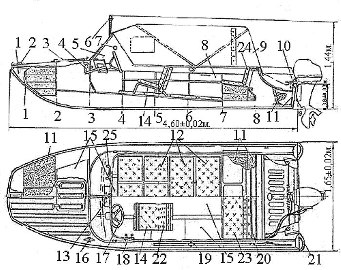 Схема моторной лодки Казанка 5м4